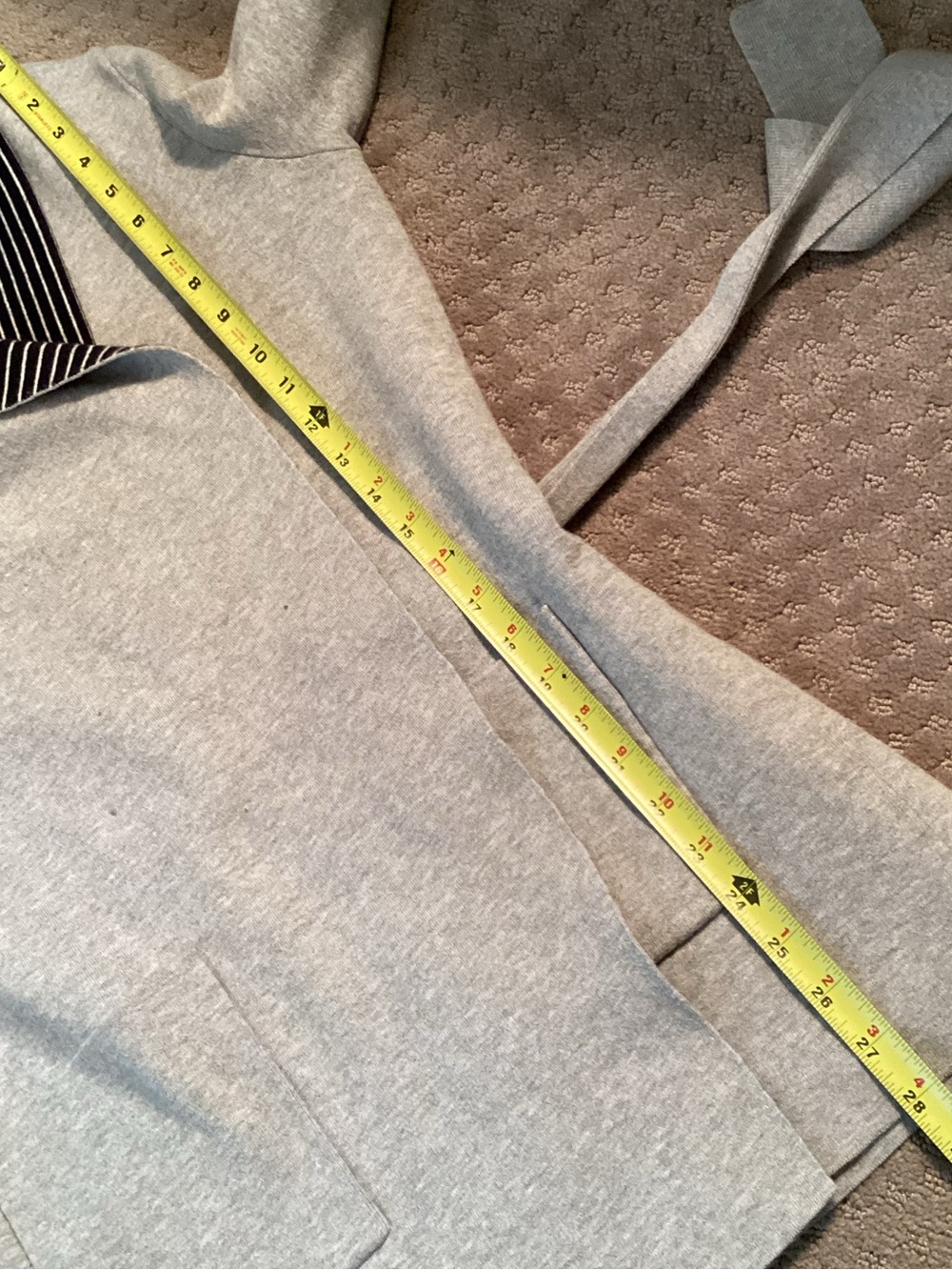 LOFT Light Gray Wrap Cardigan Jacket/Sweater, Shawl Collar, belted, pockets, Med - Picture 4 of 10